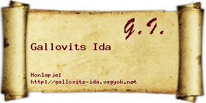 Gallovits Ida névjegykártya